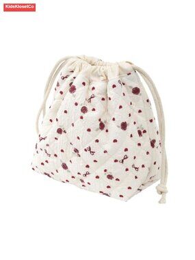 Quilted Drawstring Makeup Bag Cosmetic Travel Pouch Cotton Large Capacity